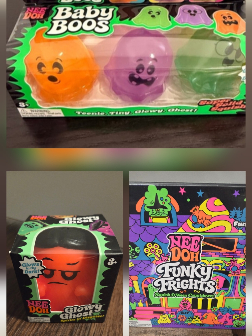 Funky Frights, Baby Boos, Glowy Ghosts - Orange, Purple, Green